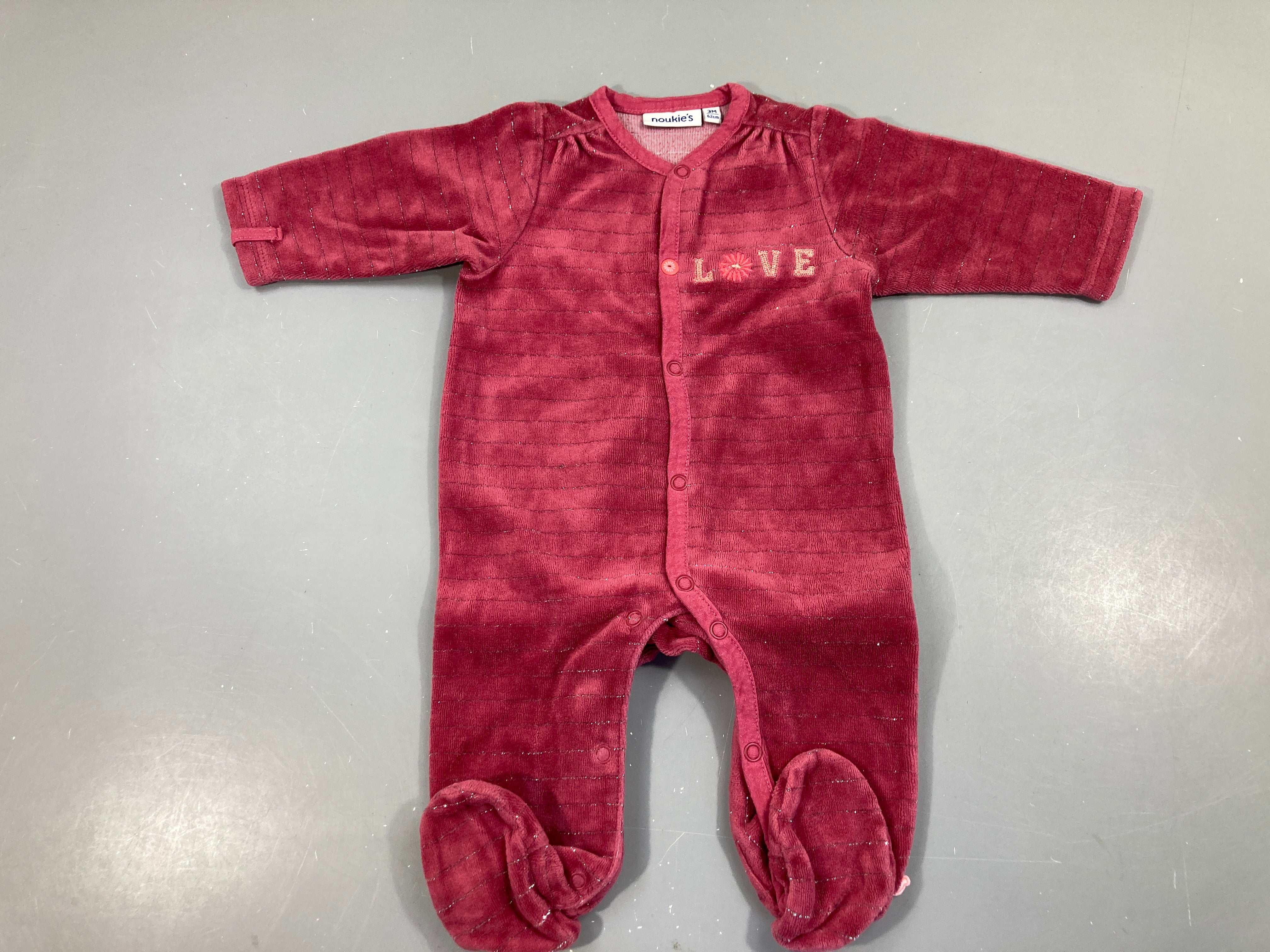 Pyjama velours mauve rayé love