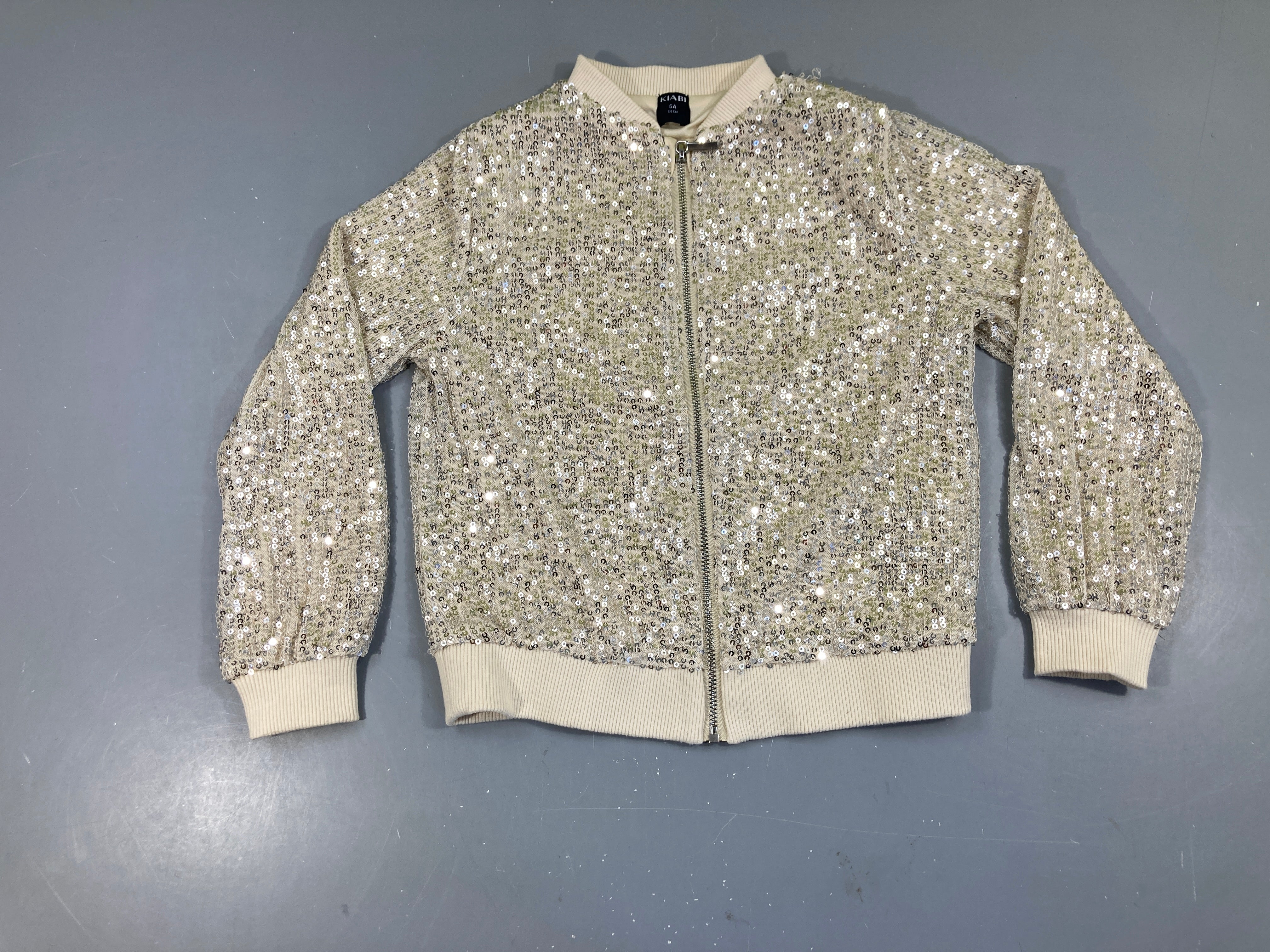 Gilet zippé beige sequins