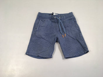 Bermuda molleton Slim bleu feuillage