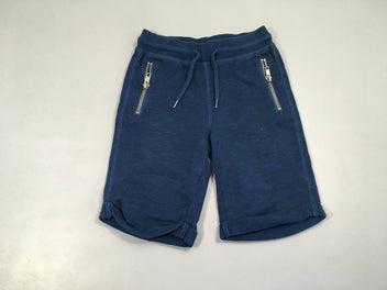 Bermuda molleton bleu foncé flammé zip