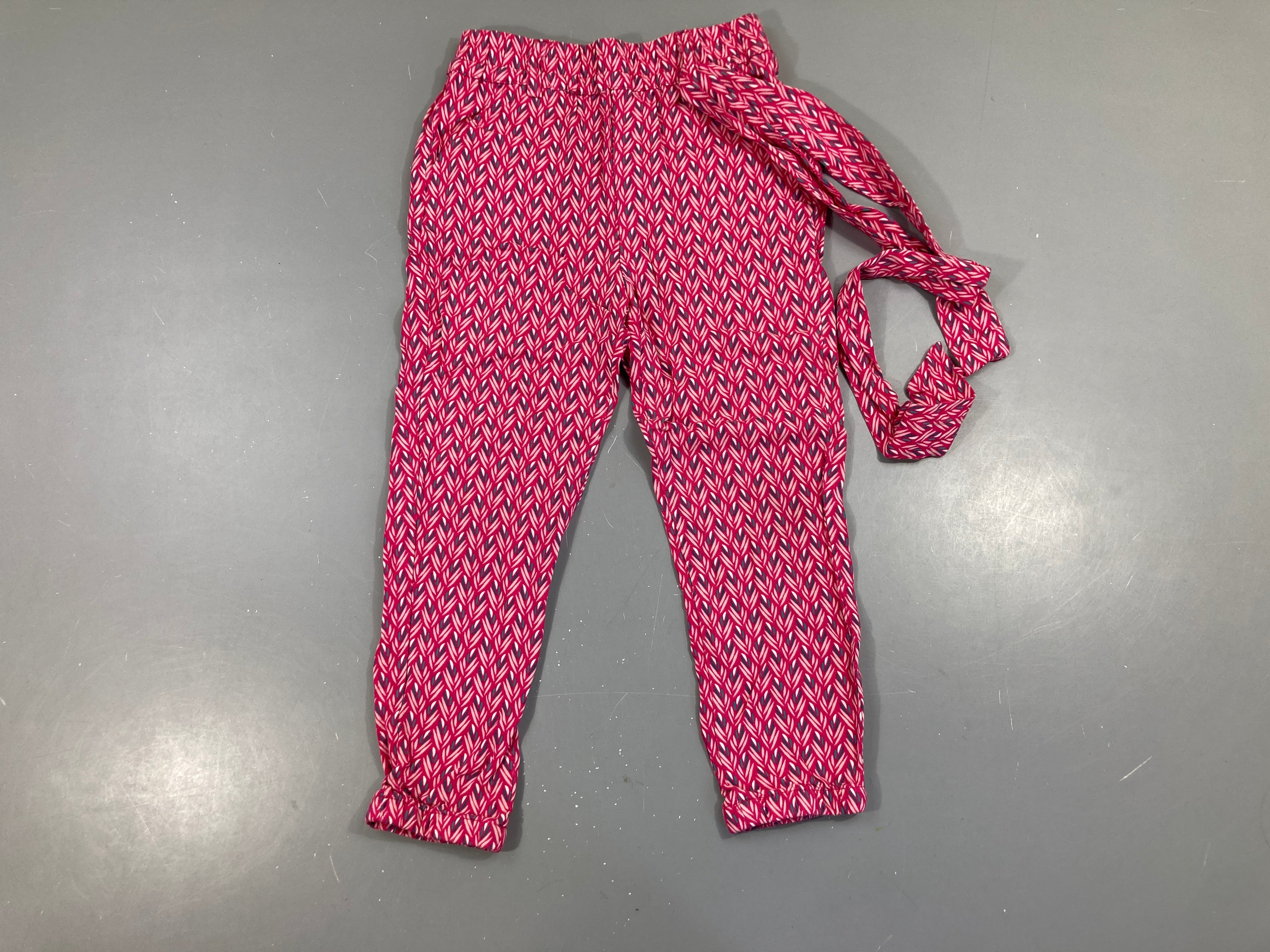 Pantalon fluide rose motifs