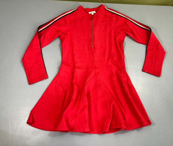 Robe sweat m.l rouge zip bandes manches, moins cher chez Petit Kiwi