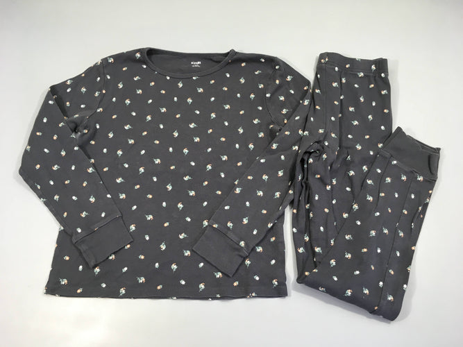 Pyjama 2pcs jersey gris foncé fleurs, moins cher chez Petit Kiwi