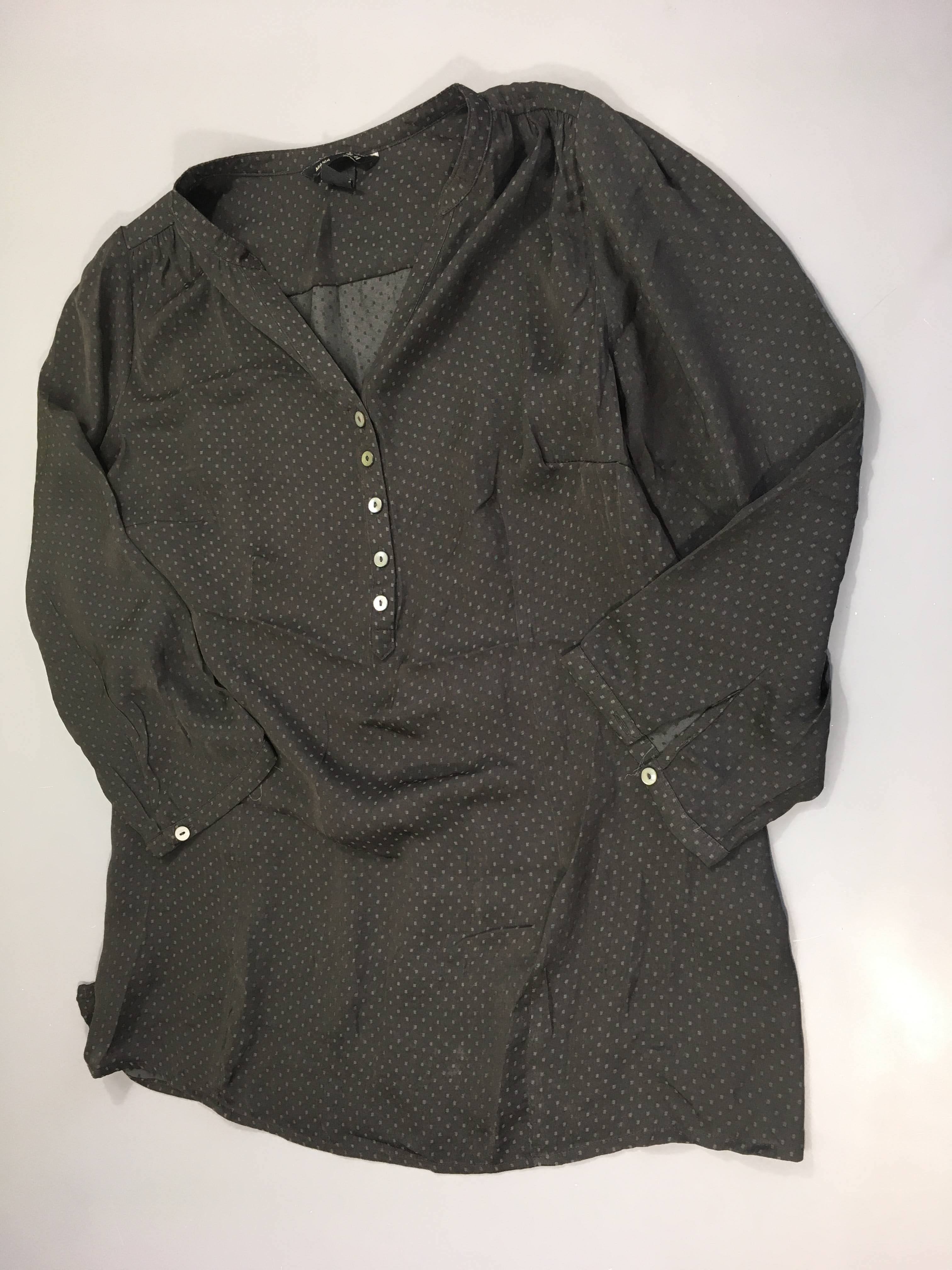 Blouse ml brun foncé pois