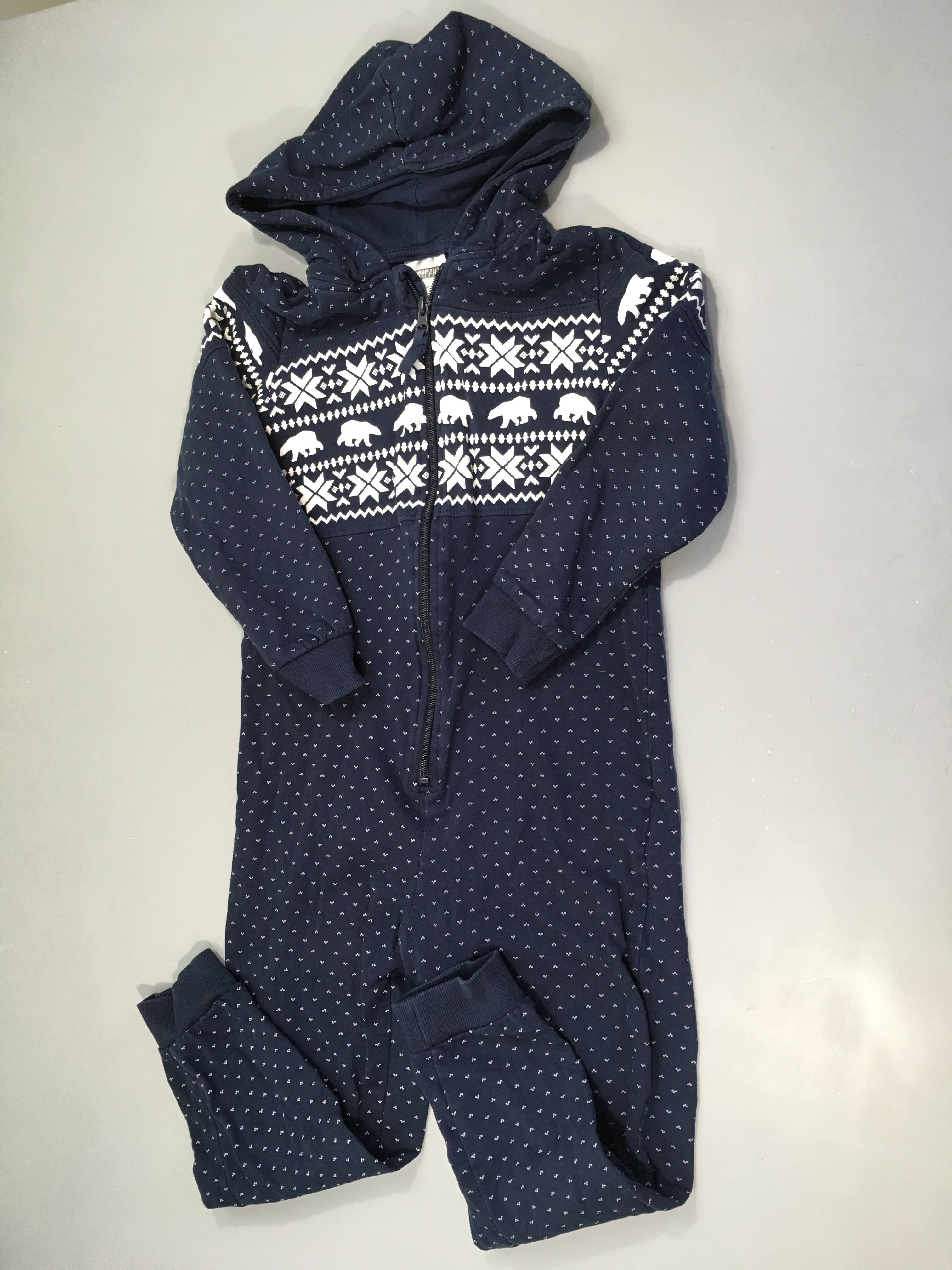 Surpyjama bleu foncé bandes ourson blancs