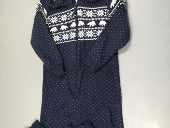 Surpyjama bleu foncé bandes ourson blancs