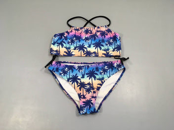 Bikini bleu-rose palmiers