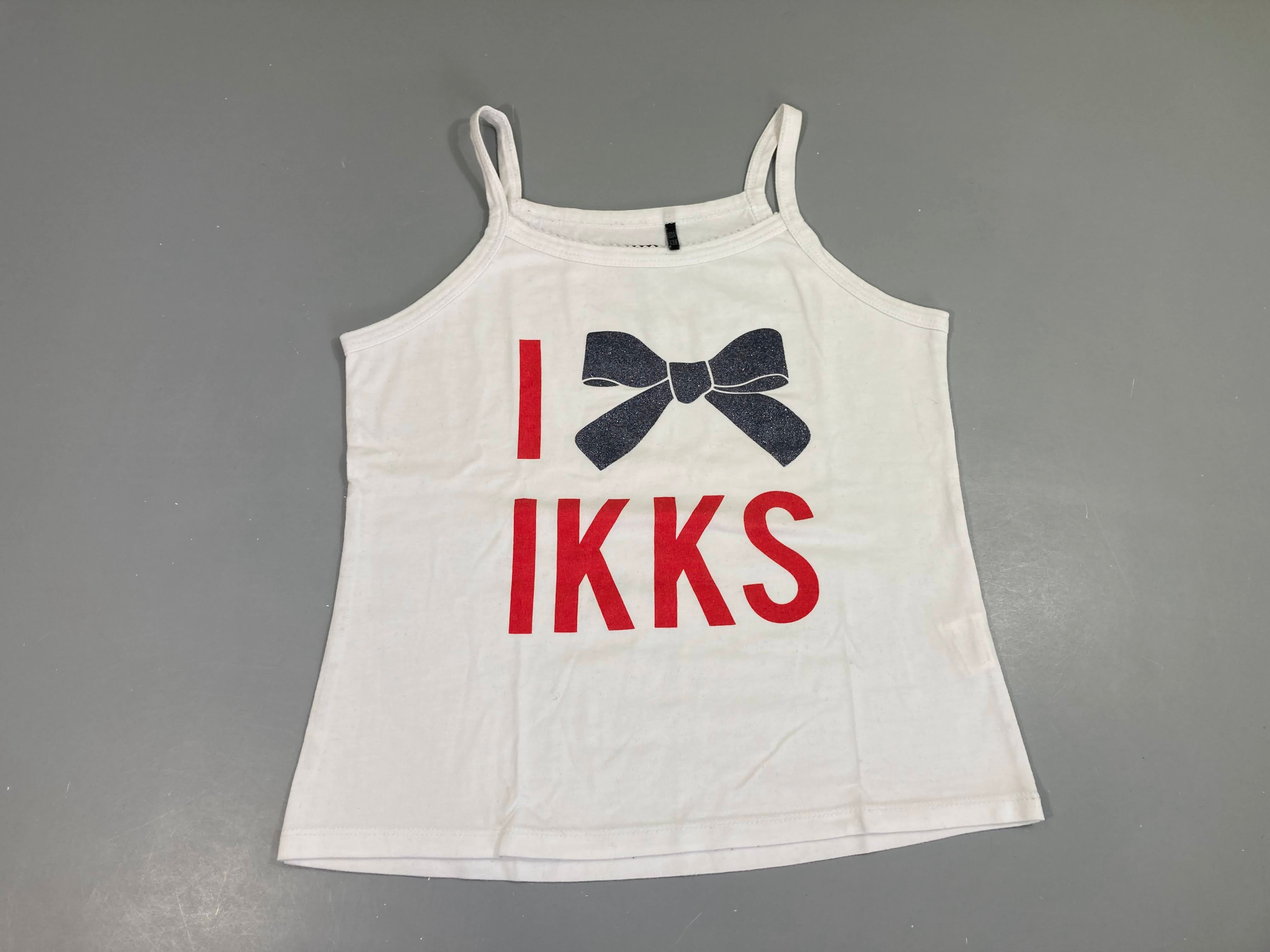 T-shirt fines bretelles blanc noeud ikks, légèrement bouloché