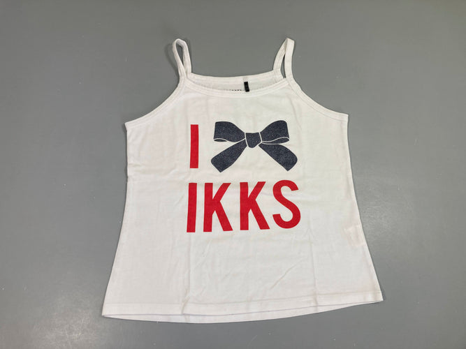 T-shirt fines bretelles blanc noeud ikks, légèrement bouloché, moins cher chez Petit Kiwi