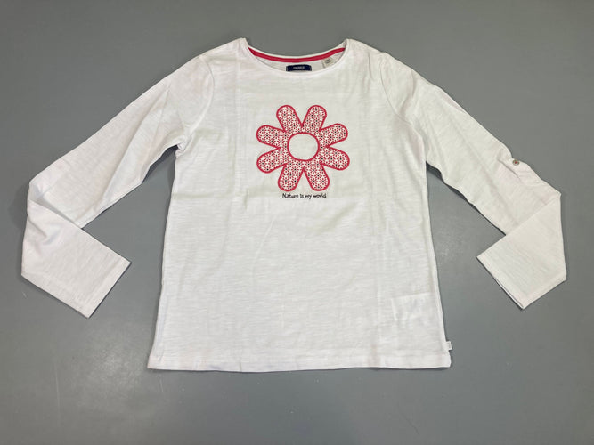 T-shirt m.l flammé blanc fleur, moins cher chez Petit Kiwi