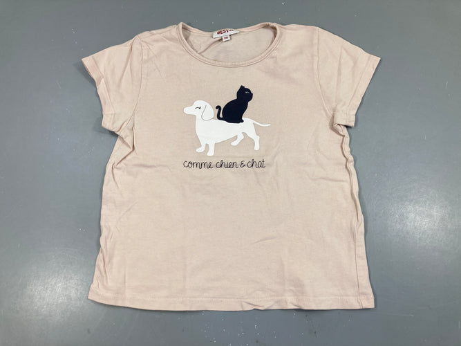 T-shirt m.c rose très pâle Chat/chien, moins cher chez Petit Kiwi