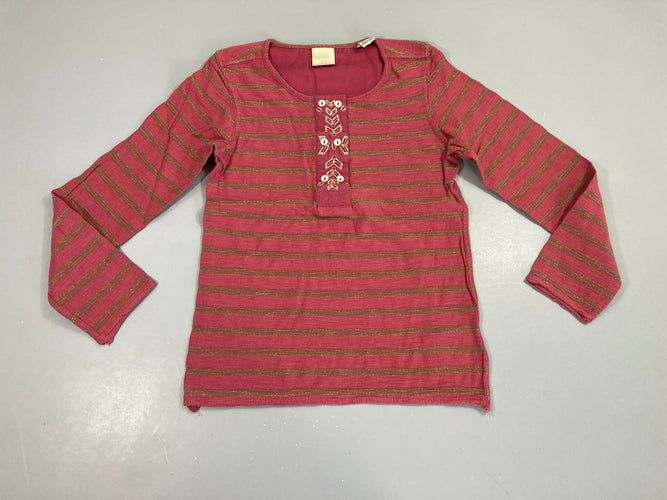 T-shirt m.l mauve rayé doré boutons broderies, moins cher chez Petit Kiwi