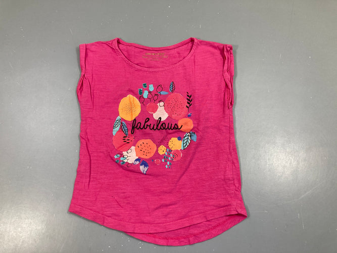 T-shirt s.m à revers rose flammé fruits, moins cher chez Petit Kiwi