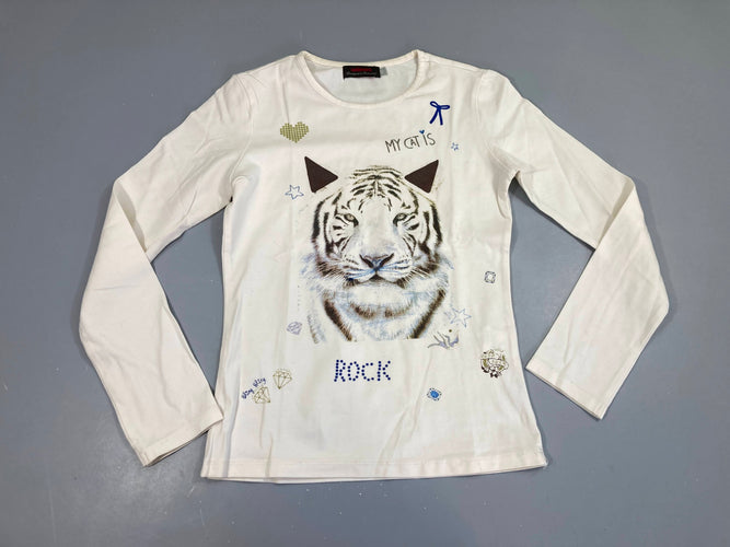 T-shirt m.l blanc tigre, moins cher chez Petit Kiwi