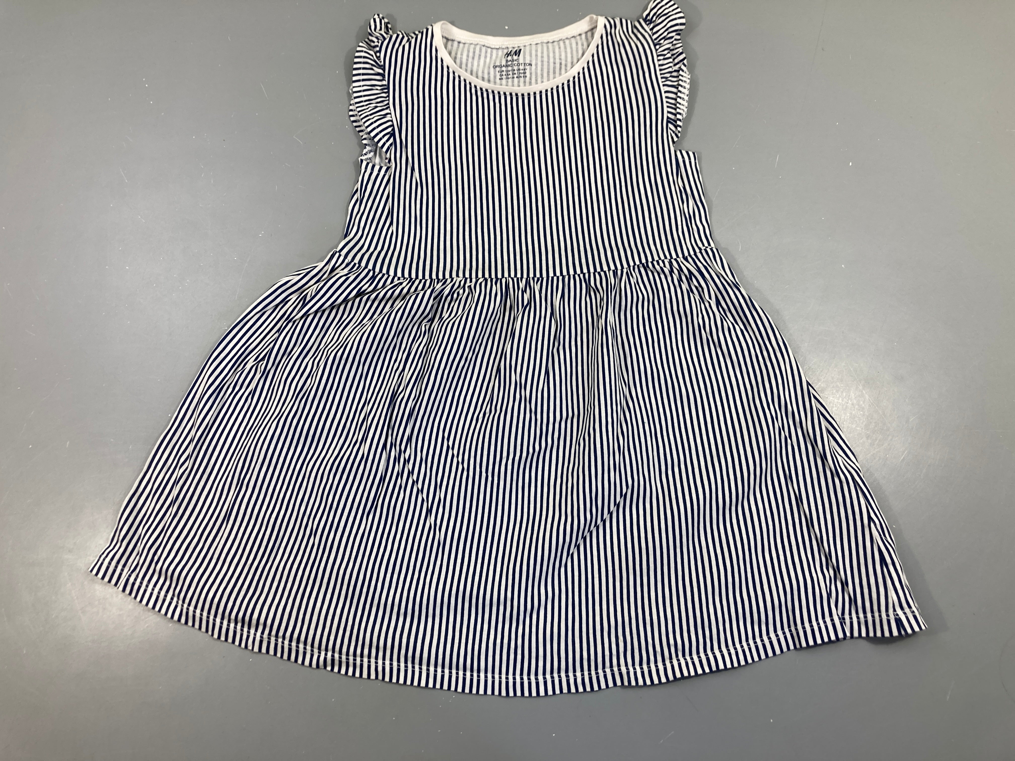 Robe s.m jersey blanc ligné bleu