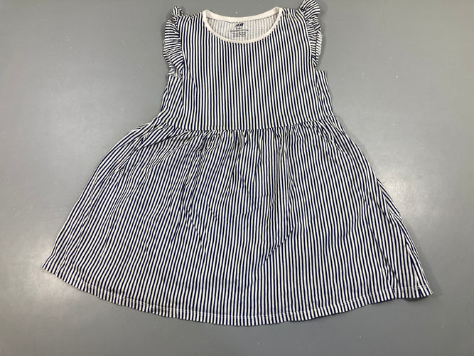 Robe s.m jersey blanc ligné bleu, moins cher chez Petit Kiwi