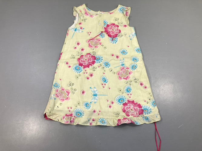Robe s.m jaune très pâle fleuri, moins cher chez Petit Kiwi