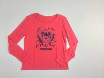T-shirt m.l rouge flammé coeur Punk