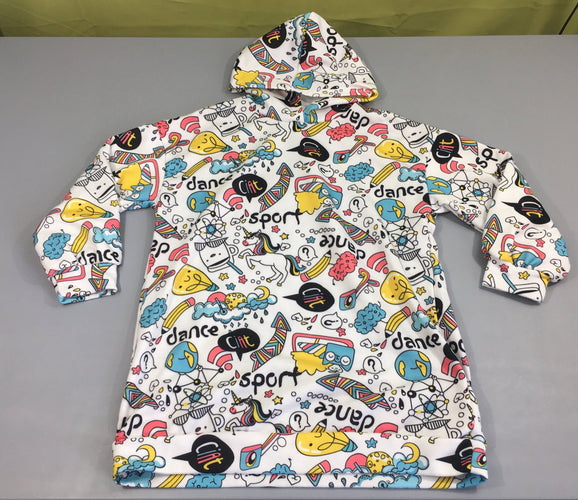 Robe Sweat ml molleton blanc motifs à capuche, moins cher chez Petit Kiwi