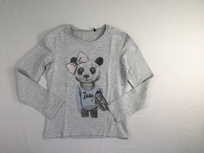 T-shirt m.l gris chiné Panda, moins cher chez Petit Kiwi