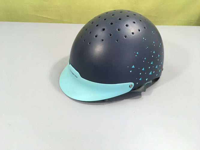 Bombe d'équitation turquoise réglable 55-58cm Fouganza, moins cher chez Petit Kiwi