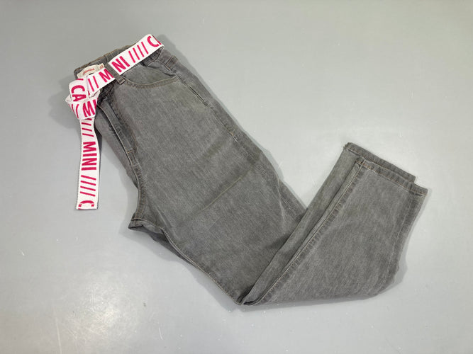 Jeans gris ceinture blanc/rose catimini, moins cher chez Petit Kiwi