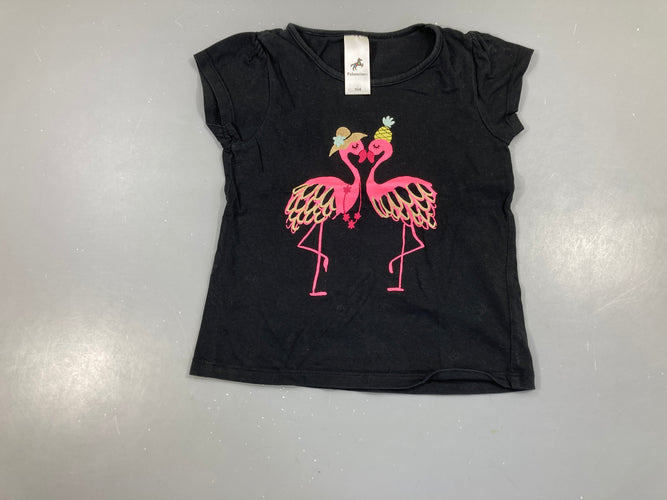 T-shirt m.c noir Flaments roses, moins cher chez Petit Kiwi