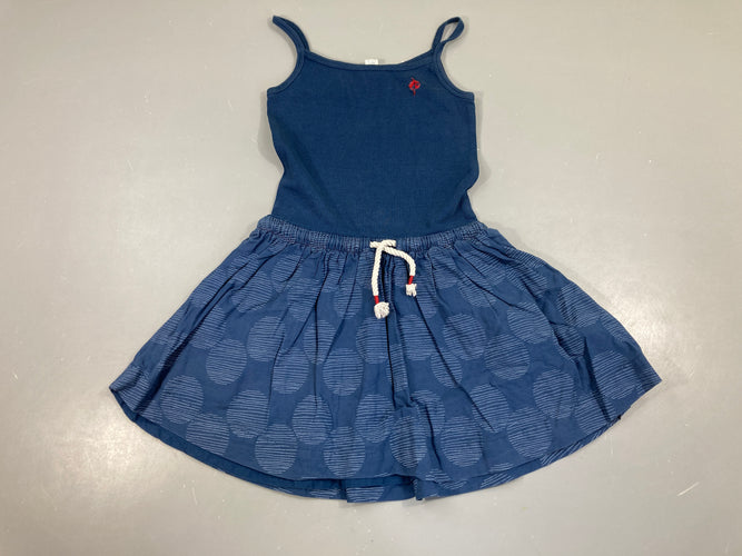 Robe s.m bi matière bleue ronds bas- côtelé haut, moins cher chez Petit Kiwi