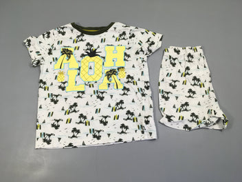 Pyjashort 2pcs jersey blanc palmier Aloha