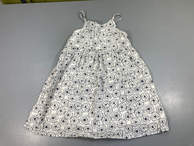 Robe s.m coton blanche fleurs grises, moins cher chez Petit Kiwi