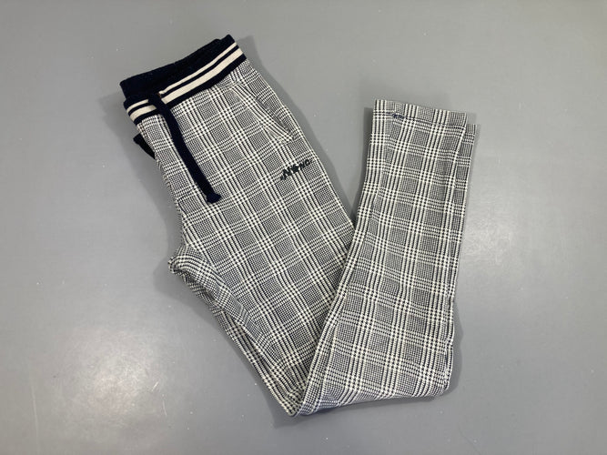 Pantalon molleton blanc/bleu foncé pied de poule, moins cher chez Petit Kiwi