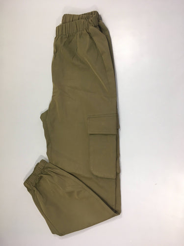 Pantalon souple caro kaki taille et chevilles élastiques, moins cher chez Petit Kiwi