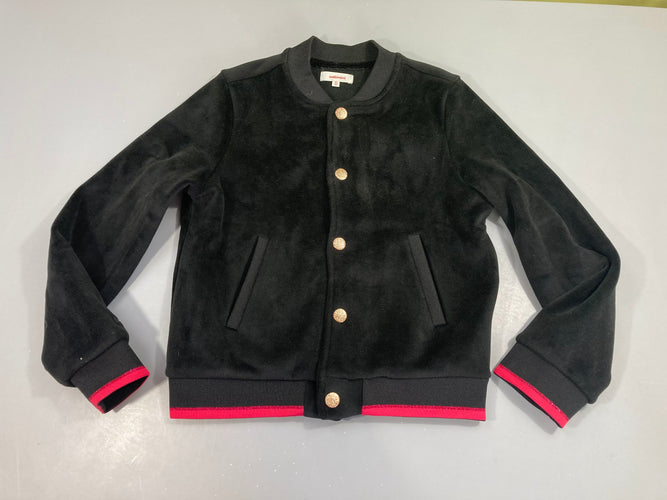 Veste bomber velours noir/rose broderie rennes dos, moins cher chez Petit Kiwi