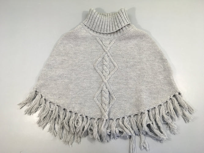 Poncho maille gris fil irisé col roulé, moins cher chez Petit Kiwi