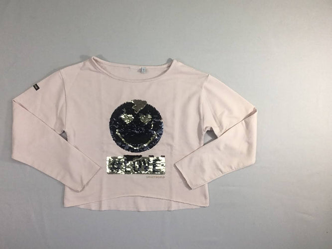 T-shirt m.l rose pâle Smiley sequins réversibles, moins cher chez Petit Kiwi