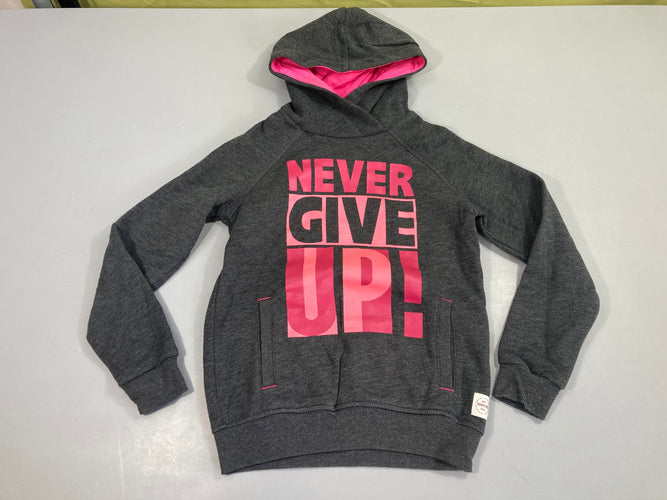 Sweat gris foncé never give up à capuche, moins cher chez Petit Kiwi
