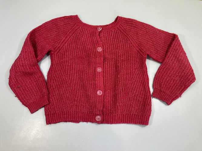 Gilet rose fil irisé, 7% alpaga, moins cher chez Petit Kiwi