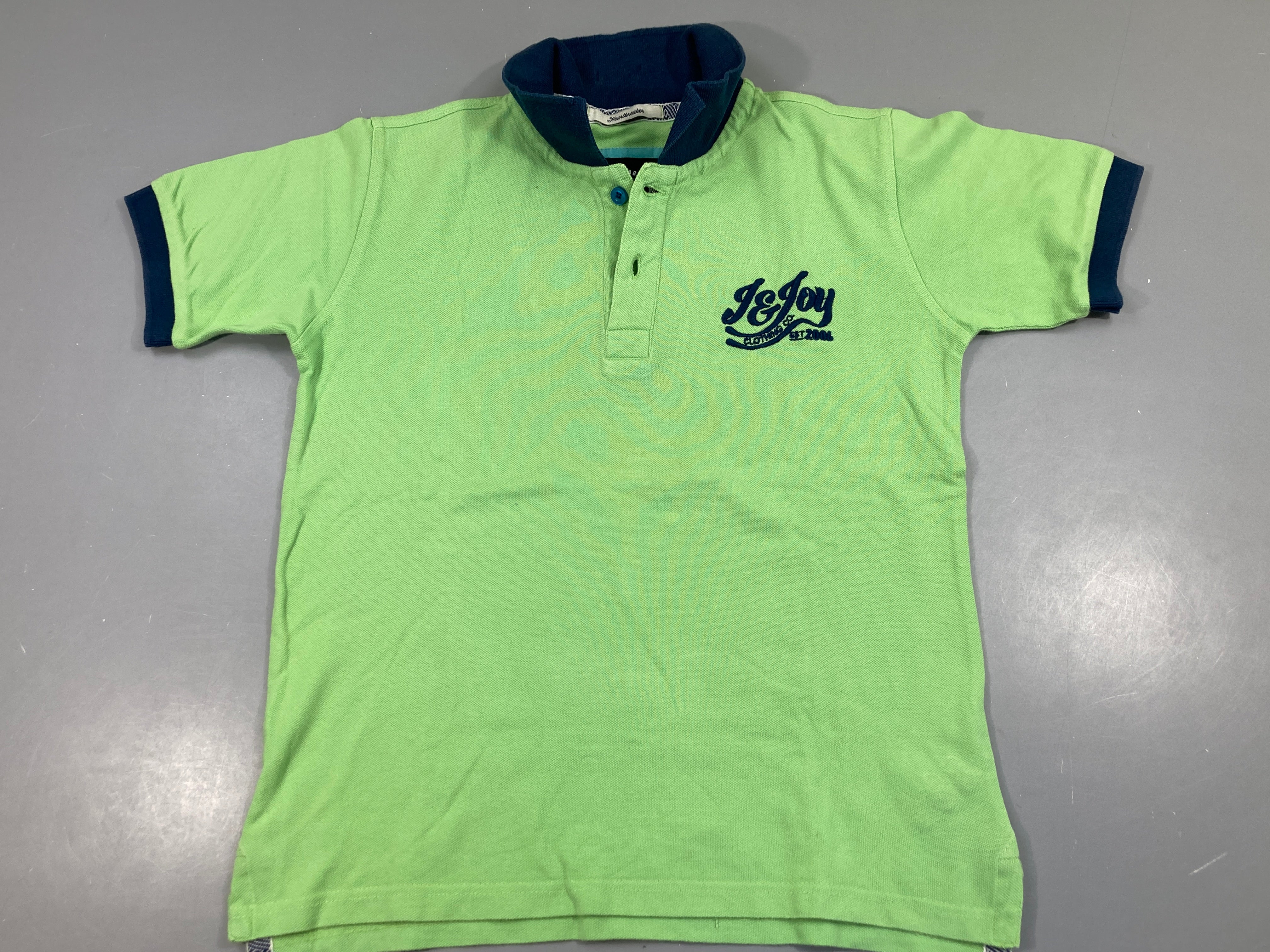 Polo m.c vert/bleu marine, J&Joy