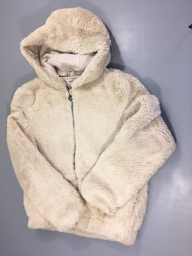 Veste à capuche peluche beige, moins cher chez Petit Kiwi