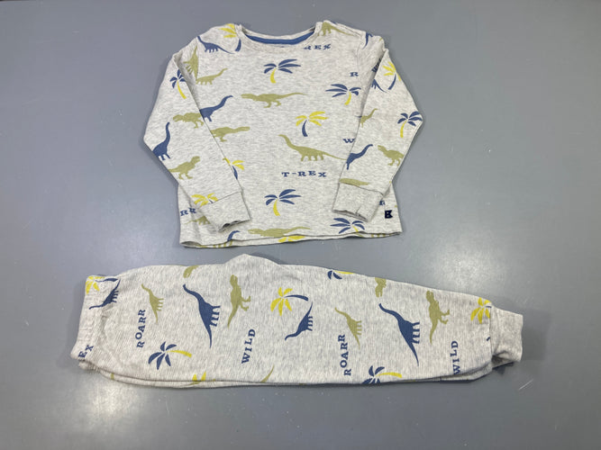 Pyjama 2pcs molleton texturé gris chiné dinosaures, moins cher chez Petit Kiwi