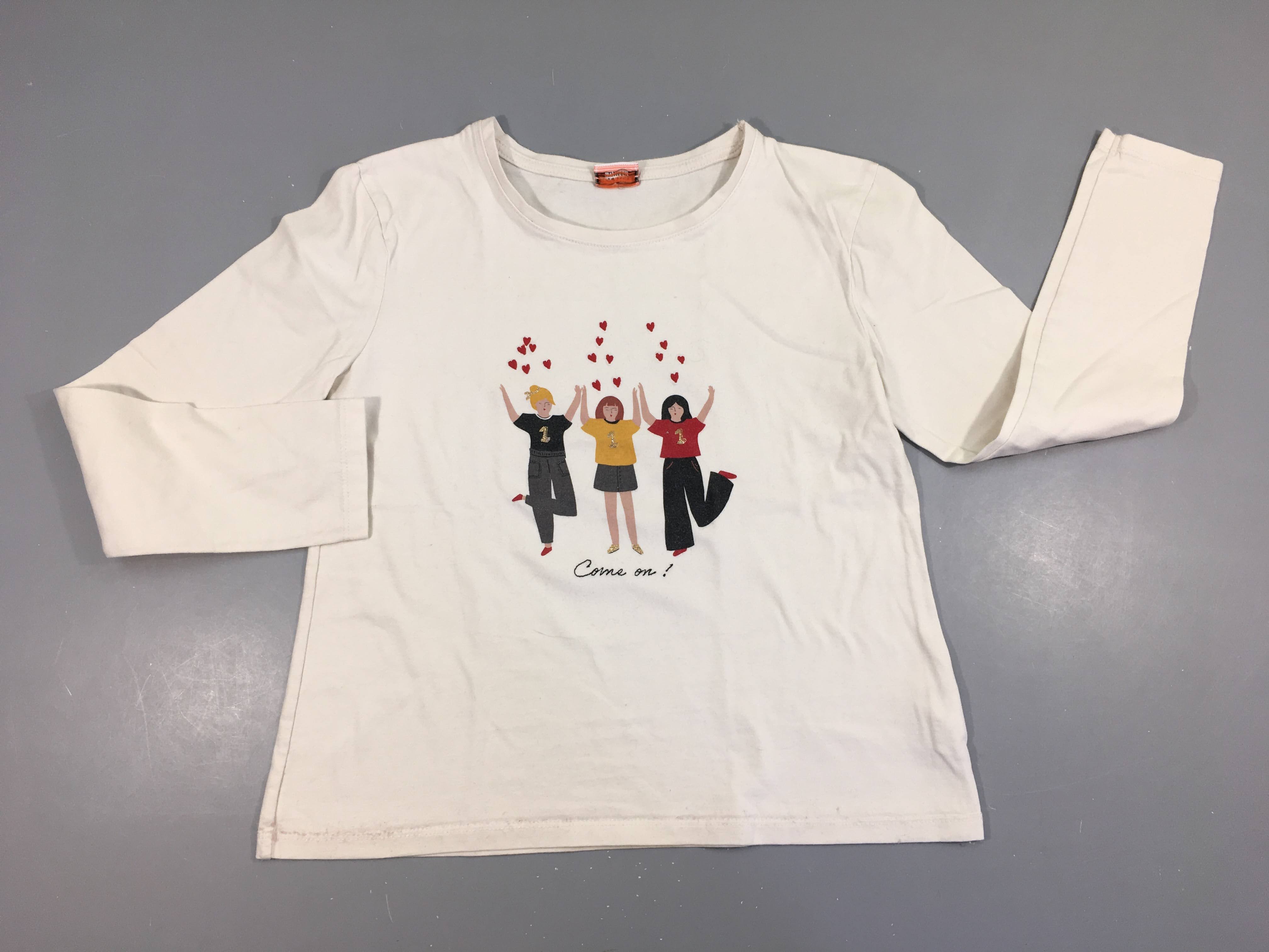 T-shirt m.l blanc filles coeurs