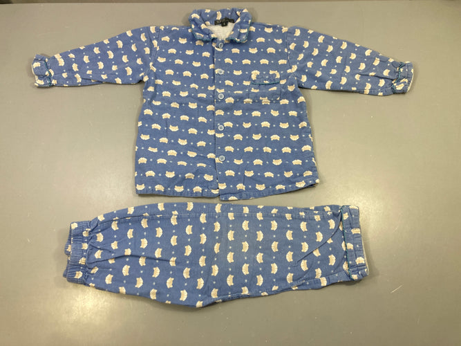 Pyjama 2pcs bleu renards étoiles, bouloché, moins cher chez Petit Kiwi