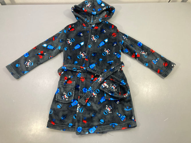 Peignoir capuche velours gris fusées espace, moins cher chez Petit Kiwi