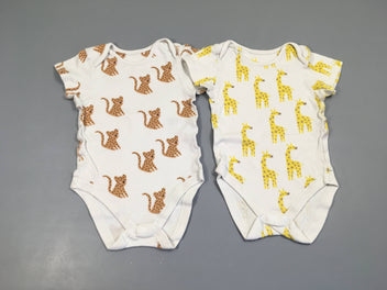 2 bodies m.c blanc animaux, boulochés