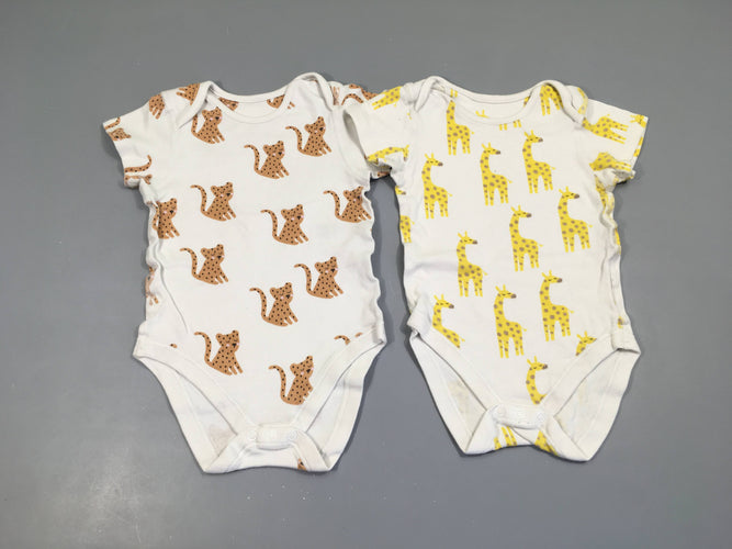 2 bodies m.c blanc animaux, boulochés, moins cher chez Petit Kiwi