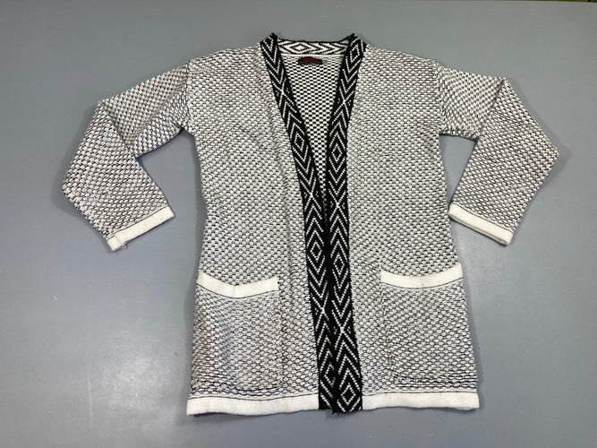 Gilet chiné blanc/noir motifs, moins cher chez Petit Kiwi