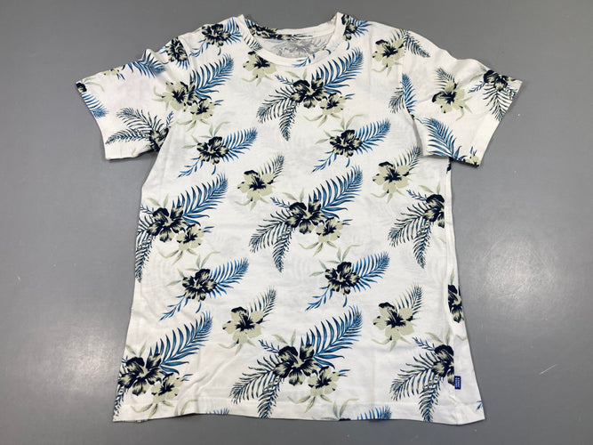 T-shirt m.c blanc fleurs, moins cher chez Petit Kiwi