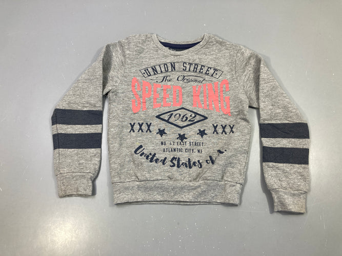 Sweat gris chiné Union Street Speed King, moins cher chez Petit Kiwi