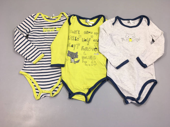 3 Bodies m.l gris chiné/anis renard, moins cher chez Petit Kiwi