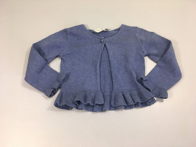 Gilet court bleu chiné, moins cher chez Petit Kiwi